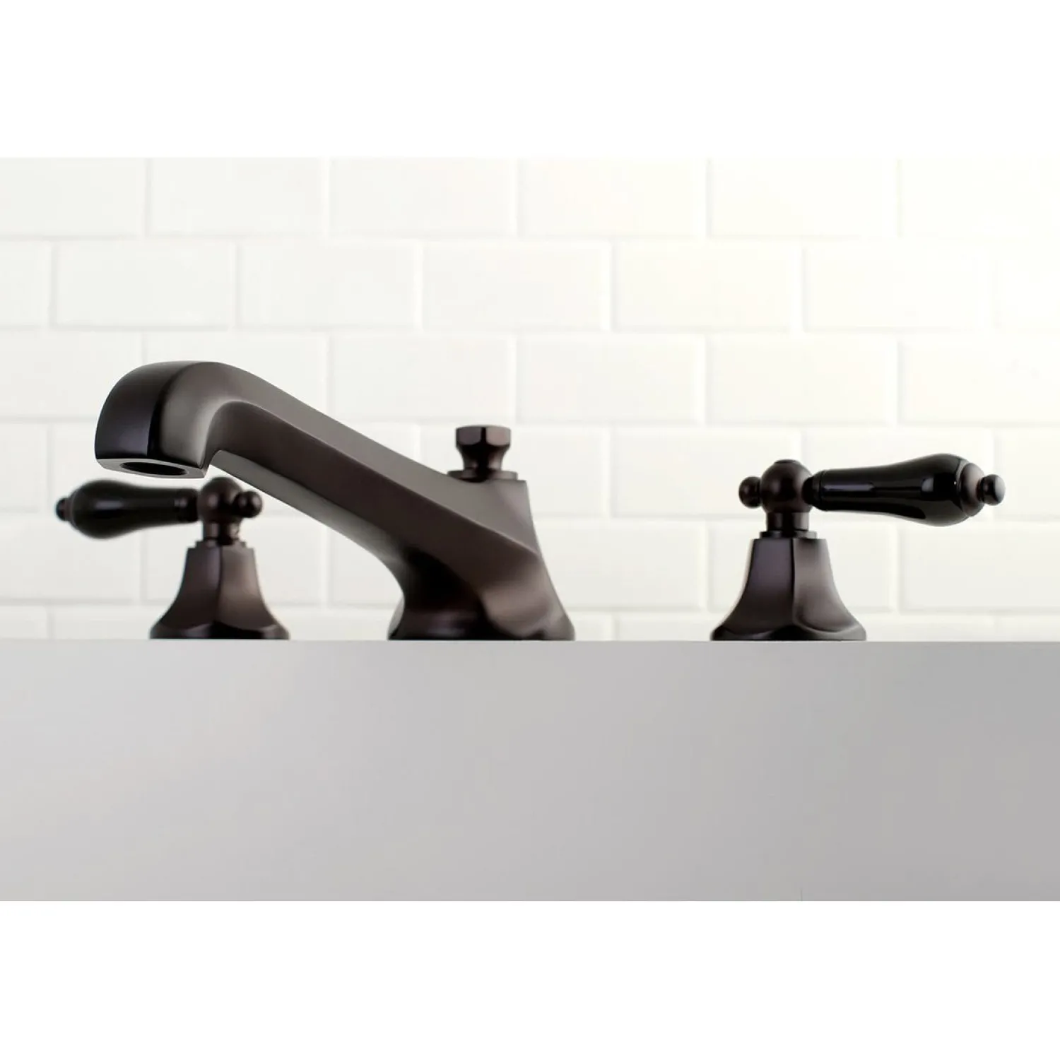Sale Duchess Roman Tub Filler with Black Porcelain Lever Handle Tub Faucets