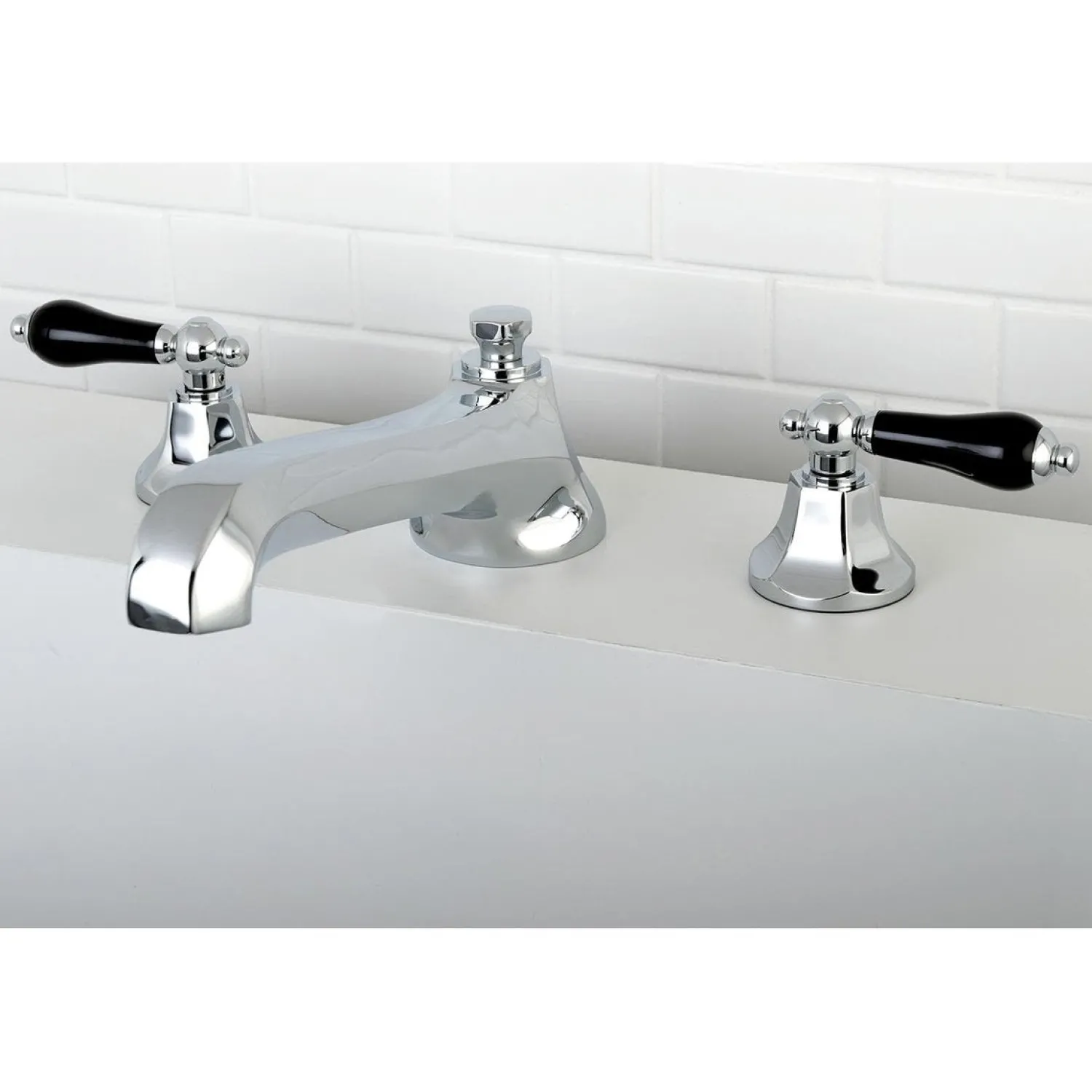 Sale Duchess Roman Tub Filler with Black Porcelain Lever Handle Tub Faucets