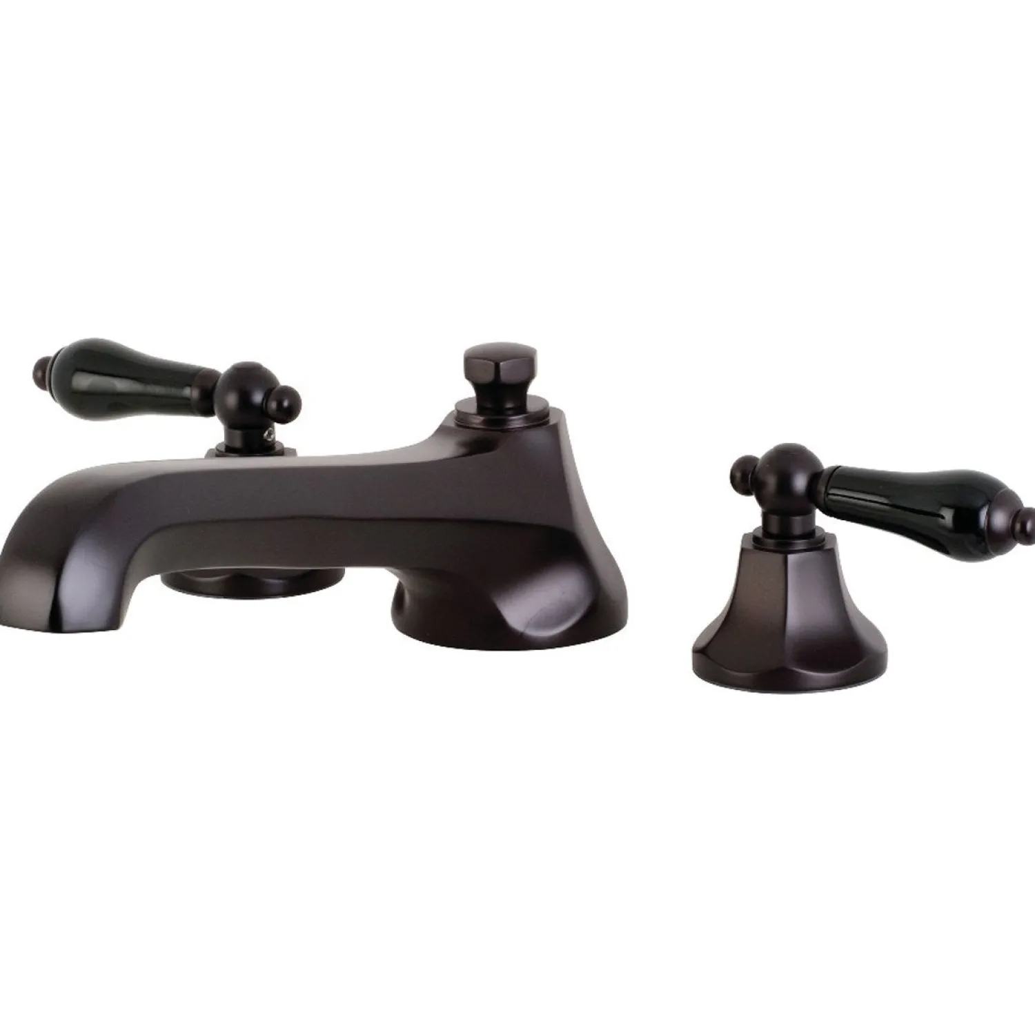 Sale Duchess Roman Tub Filler with Black Porcelain Lever Handle Tub Faucets