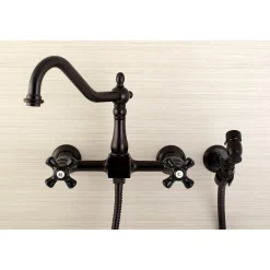 Outlet Duchess Wall Mount 8-Inch Centerset Kitchen Faucet with Brass Sprayer Wall Mounted Kitchen Faucets|Faucets With Side Spray