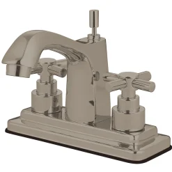 Discount Elinvar Two Handle Deck Mount 4" Centerset Lavatory Faucet with Brass Pop-up 4" Center Set