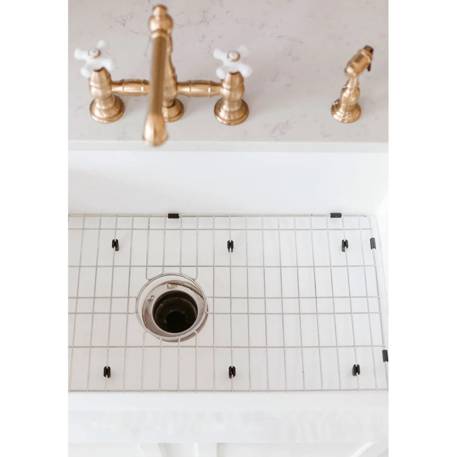 Outlet English Country 8" Bridge 4-Hole Kitchen Faucet with Sprayer Faucets With Side Spray|Bridge Faucets