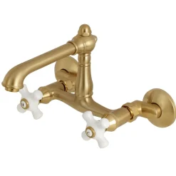 Discount English Country 2-Hole 6-Inch Adjustable Center Wall Mount Kitchen Faucet Wall Mounted Kitchen Faucets