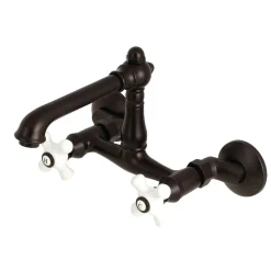 Discount English Country 2-Hole 6-Inch Adjustable Center Wall Mount Kitchen Faucet Wall Mounted Kitchen Faucets