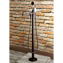 Hot English Country Single-Handle Freestanding Roman Tub Filler with Hand Shower Free Standing Tub Fillers|Tub Faucets
