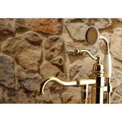 Hot English Country Single-Handle Freestanding Roman Tub Filler with Hand Shower Free Standing Tub Fillers|Tub Faucets
