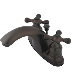 Online English Country Two Handle 4" Centerset Lavatory Faucet with Retail Pop-up in Oil Rubbed Bronze 4" Center Set
