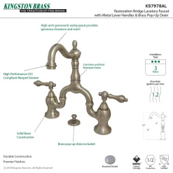 Outlet English Country Bathroom Bridge Faucet 8" Widespread|4" Center Set