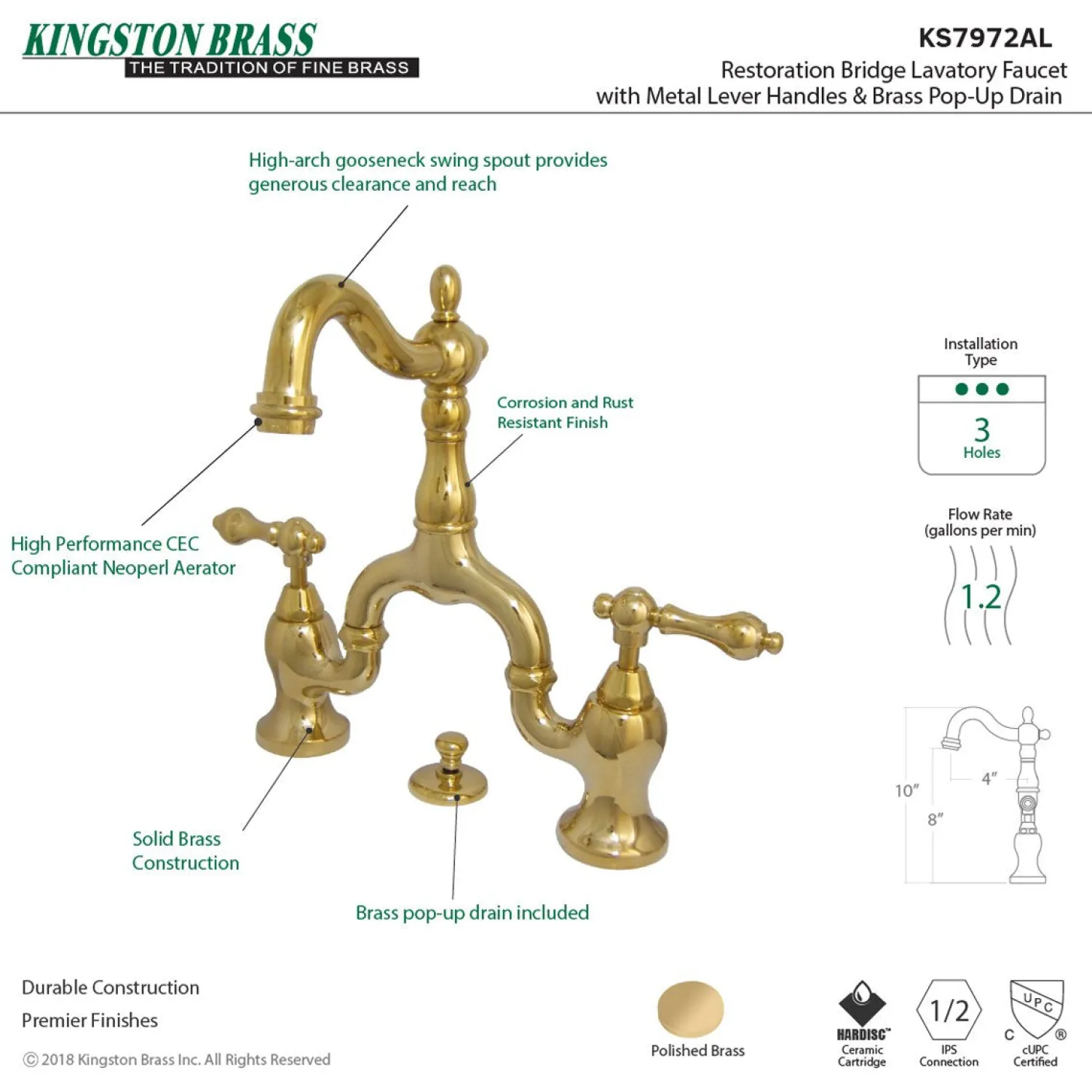 Outlet English Country Bathroom Bridge Faucet 8" Widespread|4" Center Set