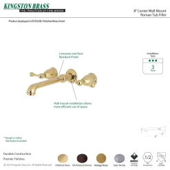 Outlet English Country Wall Mount 8-Inch Center Roman Tub Filler Tub Faucets