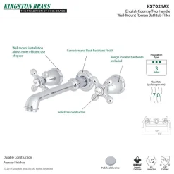 Best English Country 2-Handle Wall Mount Roman Tub Faucet Tub Faucets