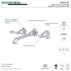 Outlet English Country 8-Inch Center Wall Mount Roman Tub Filler Tub Faucets