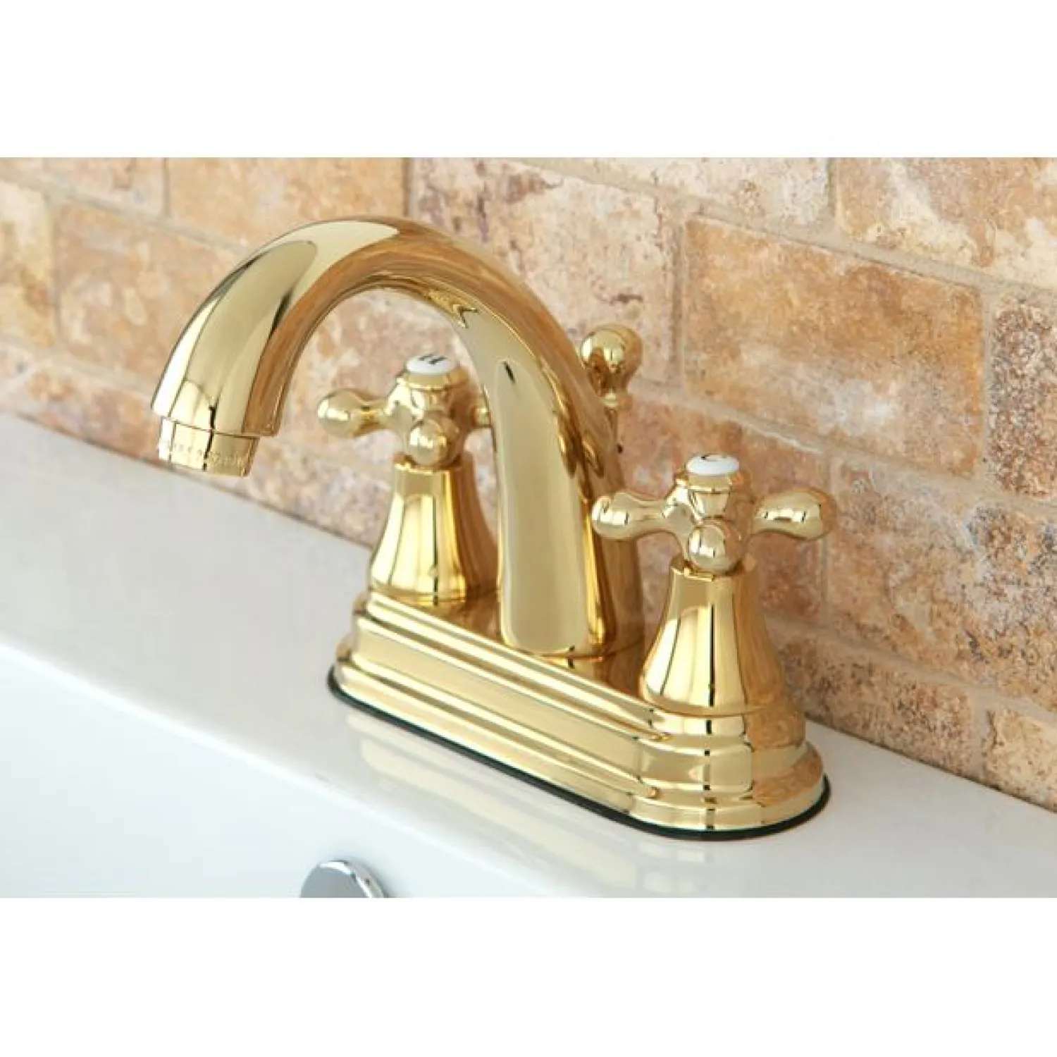 Sale English Vintage Two Handle 4" Centerset Lavatory Faucet with Brass Pop-up 4" Center Set