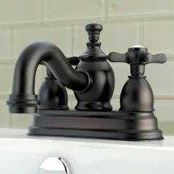 Discount Essex 4" Centerset Cross Handle Lavatory Faucet with Brass Pop-up 4" Center Set