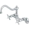 Clearance Essex Cross-Handle 6-Inch Adjustable Center Wall Mount Kitchen Faucet Wall Mounted Kitchen Faucets
