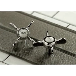 Clearance Essex Cross-Handle 6-Inch Adjustable Center Wall Mount Kitchen Faucet Wall Mounted Kitchen Faucets
