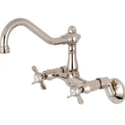 Clearance Essex Cross-Handle 6-Inch Adjustable Center Wall Mount Kitchen Faucet Wall Mounted Kitchen Faucets