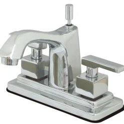 Clearance Executive Two Handle Deck Mount 4" Centerset Lavatory Faucet with Brass Pop-up 4" Center Set