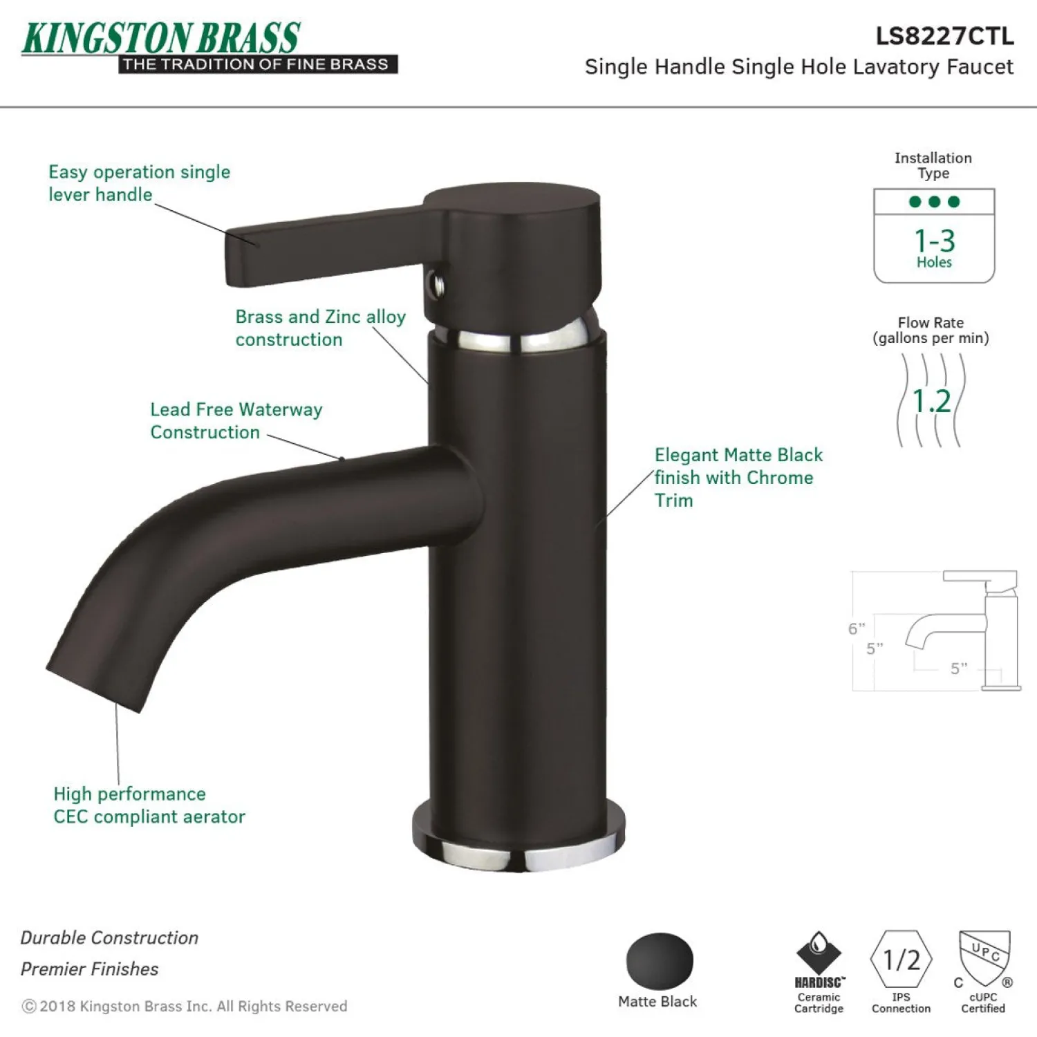 Best Fauceture Continental Single-Handle Single Hole Bathroom Faucet Single Hole