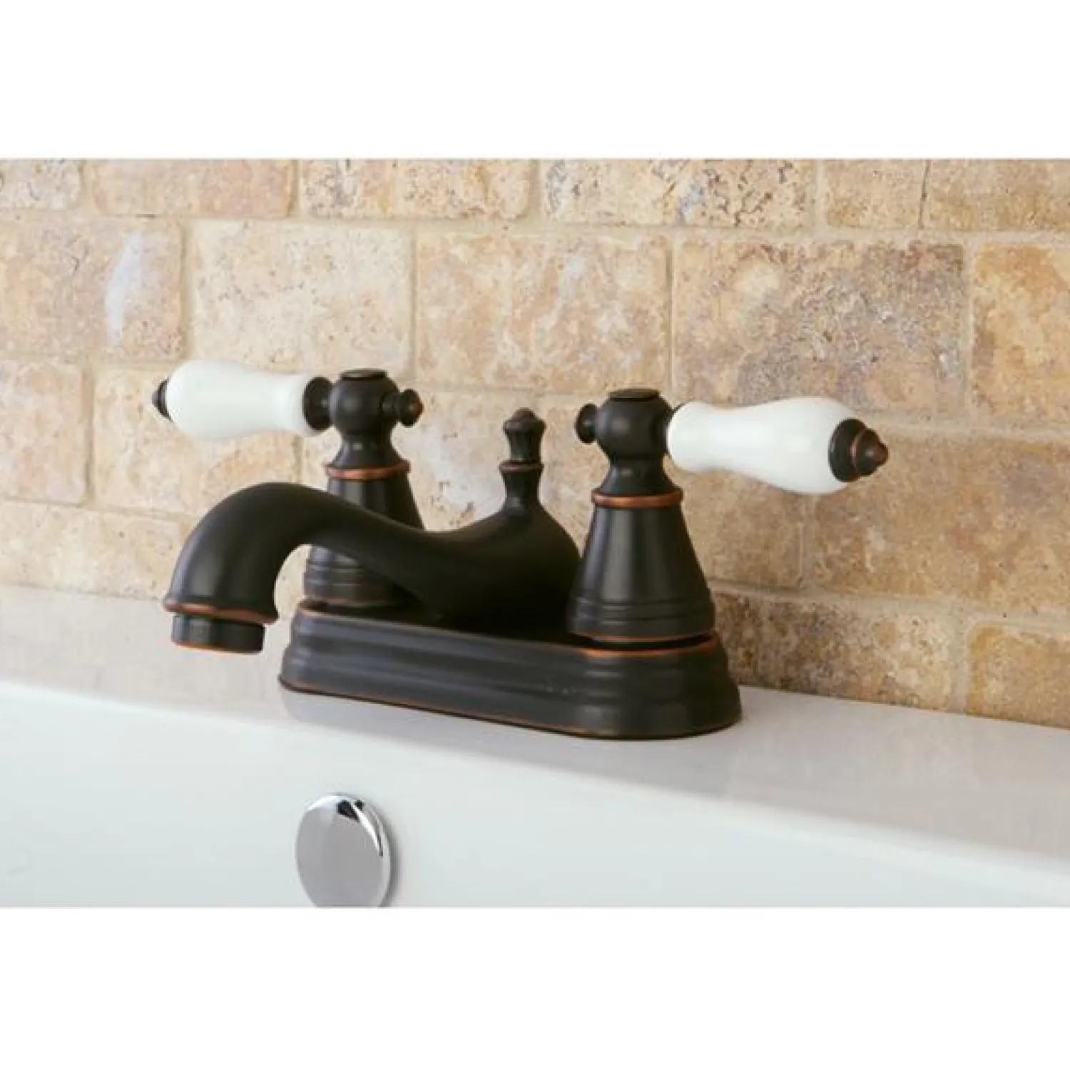 Sale Fauceture FS3606PL English Classic Two Handle 4" Centerset Lavatory Faucet in Noble Bronze 4" Center Set