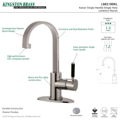 Hot Fauceture Kaiser Single-Handle Bathroom Faucet with Drain Single Hole