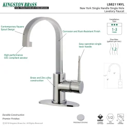 New Fauceture New York Single-Handle Bathroom Faucet Drain Single Hole
