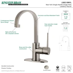 New Fauceture New York Single-Handle Bathroom Faucet Drain Single Hole