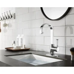 Clearance Fauceture Paris Single-Handle Bathroom Faucet with Deck Plate and Drain Single Hole