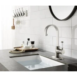 Clearance Fauceture Paris Single-Handle Bathroom Faucet with Deck Plate and Drain Single Hole