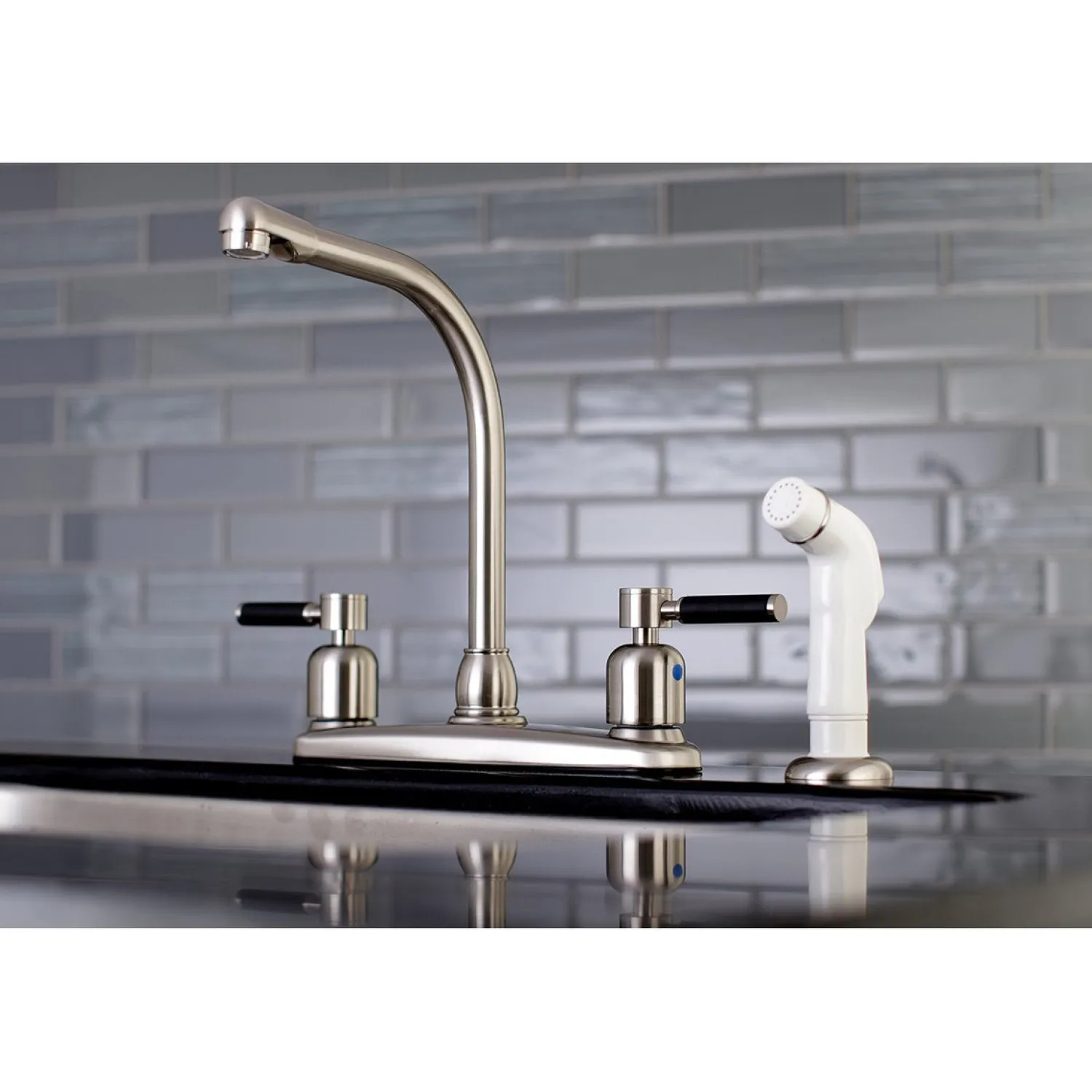 FB718DKL Centerset Kitchen Faucet in Brushed Nickel Faucets With Side Spray