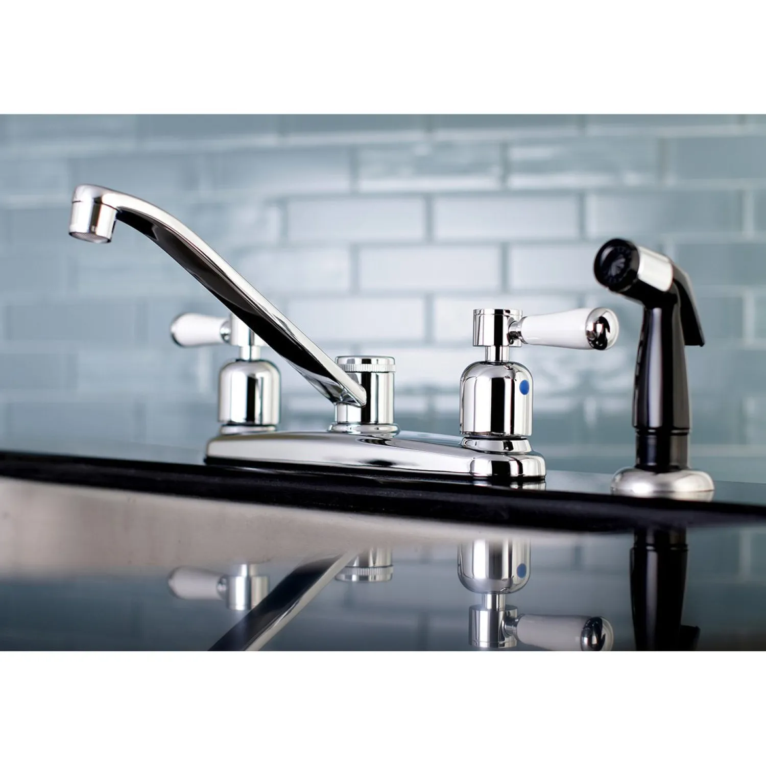 FB112DPL Centerset Kitchen Faucet in Polished Chrome Faucets With Side Spray