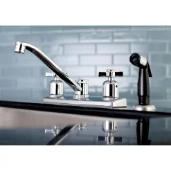 Online FB122ZX Centerset Kitchen Faucet in Polished Chrome Faucets With Side Spray