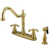 Online French Country Double Handle 8" Centerset Kitchen Faucet Widespread Kitchen Faucets|Faucets With Side Spray