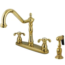 Online French Country Double Handle 8" Centerset Kitchen Faucet Widespread Kitchen Faucets|Faucets With Side Spray