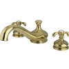 Discount French Country Two Handle Roman Tub Filler in Polished Brass Tub Faucets