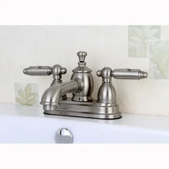 Hot Georgian 4" Centerset Lavatory Faucet with Heritage Spout and Metal Lever Handle 4" Center Set