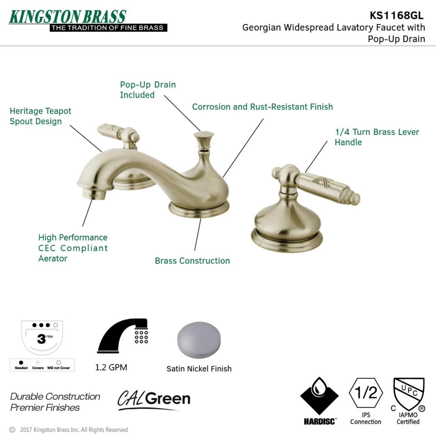 Clearance Georgian 8-Inch Widespread Bathroom Faucet 8" Widespread