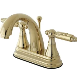 Discount Georgian Two Handle 4" Centerset Lavatory Faucet with Brass Pop-up 4" Center Set