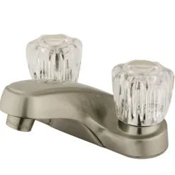 New GKB168LP Water Saving Americana Centerset Lavatory Faucet with Acrylic Handle in Satin Nickel 4" Center Set