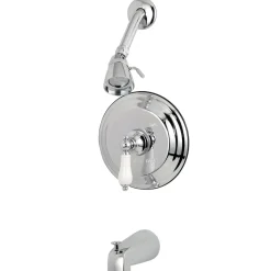 Hot GKB3631PL Water Saving Restoration Tub and Shower Faucet Chrome with Porcelain Lever Handles Tub & Shower Sets