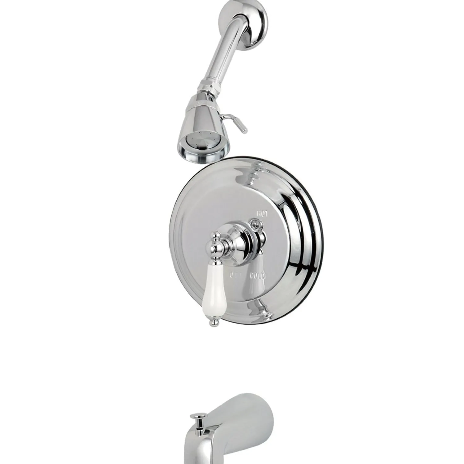 Hot GKB3631PL Water Saving Restoration Tub and Shower Faucet Chrome with Porcelain Lever Handles Tub & Shower Sets