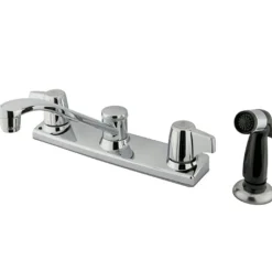 Outlet GKB120P Water Saving Americana Centerset Kitchen Faucet with Canopy Handle and Sprayer in Chrome Faucets With Side Spray