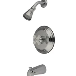 GKB3631PX Water Saving Restoration Tub and Shower Faucet in Chrome with Porcelain Cross Handles Tub & Shower Sets