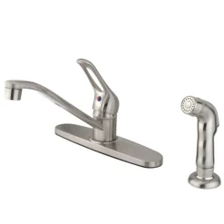 Hot GKB562SNSP Water Saving Wyndham Centerset Kitchen Faucet with Single Loop Handle and Matching Side Sprayer in Satin Nickel Faucets With Side Spray