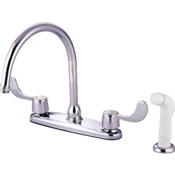Online GKB782 Water Saving Vista Centerset Kitchen Faucet with Blade Handles and Side Sprayer in Chrome Faucets With Side Spray
