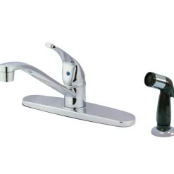Best GKB5720 Water Saving Chatham Centerset Kitchen Faucet with Single Lever Handle and Black Side Sprayer in Chrome Faucets With Side Spray