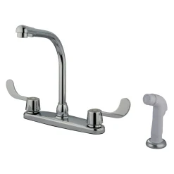 Hot GKB762 Water Saving Vista Centerset Kitchen Faucet with Blade Handles and Side Sprayer in Chrome Faucets With Side Spray