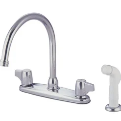 Sale GKB722 Water Saving Franklin Centerset Kitchen Faucet with Canopy Handles and Side Sprayer in Chrome Faucets With Side Spray