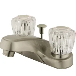 Online GKB168 Water Saving Americana Centerset Lavatory Faucet with Acrylic Handles and ABS Pop-up in Satin Nickel 4" Center Set
