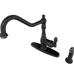 New Gourmetier American Classic 8" Centerset Single Handle Kitchen Faucets with Matching Sprayer Faucets With Side Spray